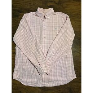 Vineyard Vines Whale Shirt Regatta Check Pink Men Large Long Sleeve Preppy